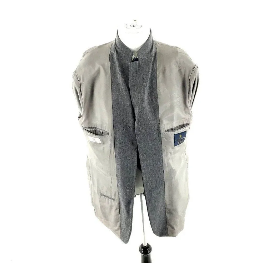 Alexandre London Savile Row Wool 3 Button Suit Jacket‎ 42R Gray Striped
